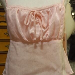 New,tag,pink satin baby doll cami top,adjustable spaghetti straps size medium.